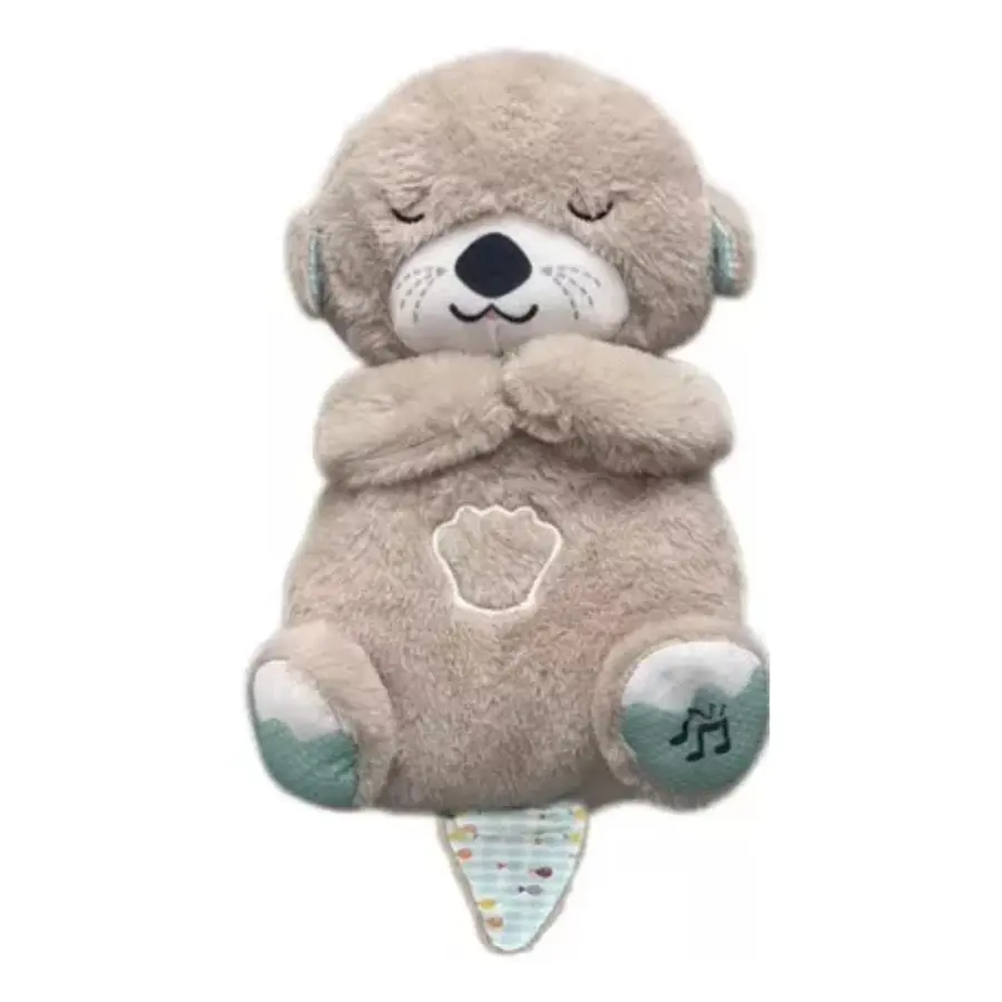 Peluche nutria que respira, gris con luz en la panza